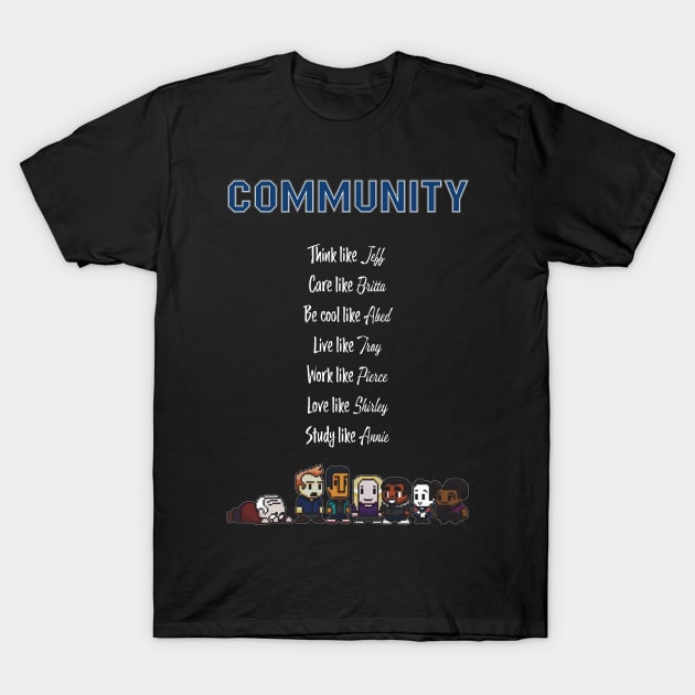 To be like Community · TV show black T-Shirt by Uwaki